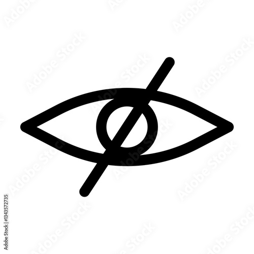 eye with diagonal line icon for visibility off, privacy settings, and hidden interface elements - flat stroke icon for apps and websites
