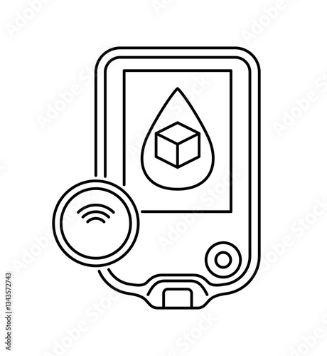 Continuous glucose monitor icon - sensor instead of blood drop of from a finger