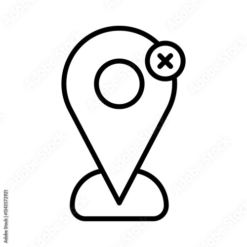 location cancellation icon for map navigation, user interface elements, and digital tools - flat stroke icon for apps and websites

