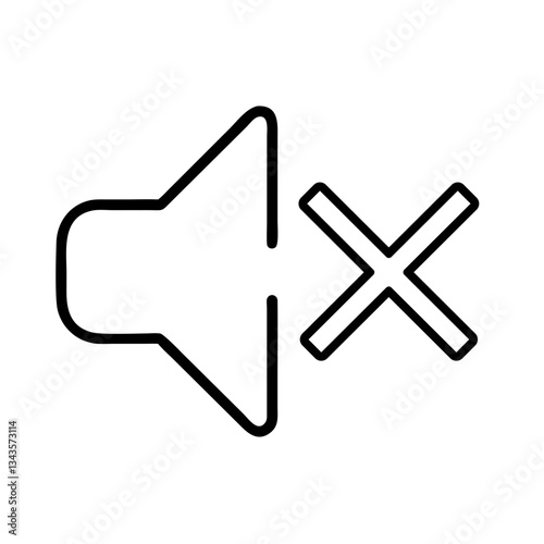 mute speaker icon for audio control, sound management, and communication apps - flat stroke icon for apps and websites
