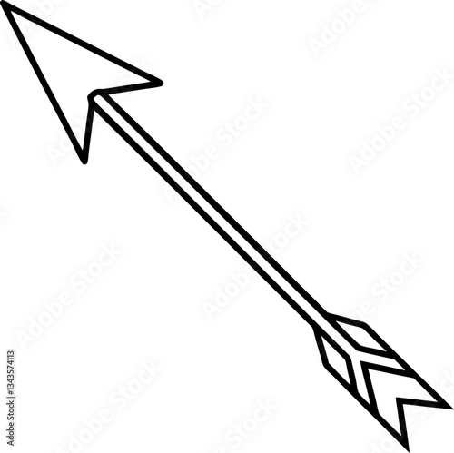 Simple Black and White Arrow Line Art Illustration, Isolated on White Background for Creative Projects