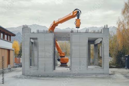 Robotic arm constructs textured concrete walls for innovative 3d printed building project