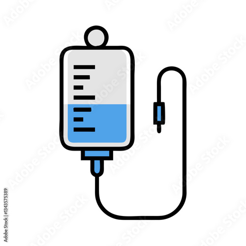 IV drip bag filled with blue solution for infusion therapy in healthcare.