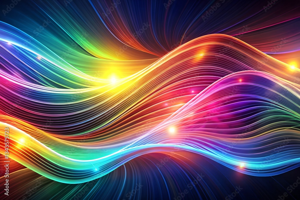 Abstract Wave Lines Pattern with Energy Flow and Vibrant Colorful Light for High-Tech and Digital Art Abstract Wave Lines Pattern with Energy Flow and Vibrant Colorful Light for High-Tech and Digital Art