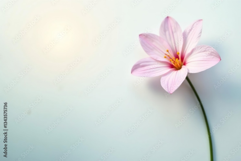 Fototapeta premium A delicate flower on a white background against a subtle gradient, white background, gradient