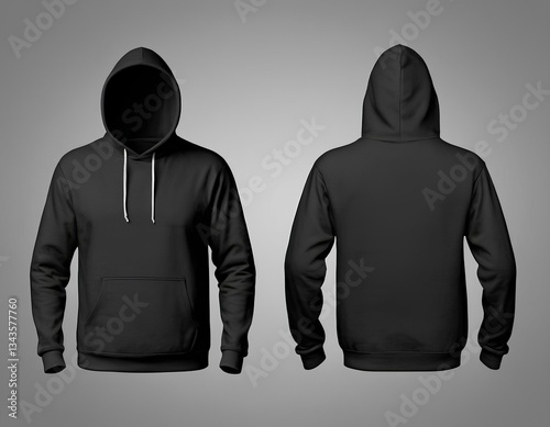 Black Unisex Hoodie Front and Back View: A Versatile and Stylish Apparel Item