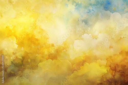 Abstract Watercolor Background: Pale Yellow Texture with Copy Space
