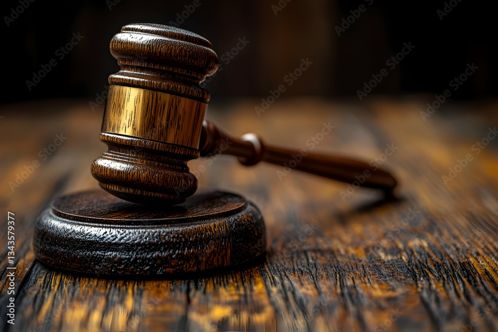 Wooden gavel on judge's block Wooden gavel on judge's block