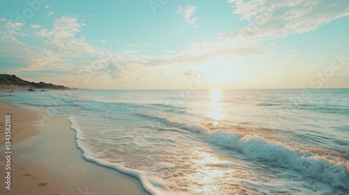 Tranquil Beach Scene with Gentle Waves