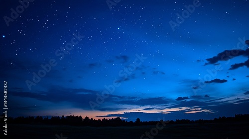 Serenity of Dark Blue Night Sky in Nature Outdoors