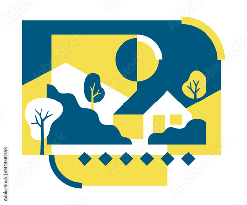 Sustainable Agriculture geometric flat decoration in 2 colors
