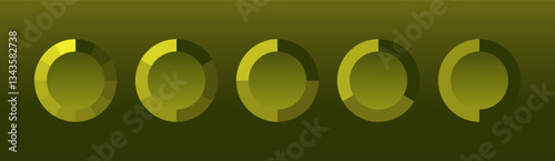 Circular progress charts. A set of orange segmented donut graphs representing data analysis, performance tracking, and statistics on a dark background. Business intelligence, financial metrics