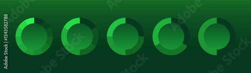 Circular progress charts. A set of blue segmented donut graphs representing data analysis, performance tracking, and statistics on a dark background. Business intelligence, financial metrics