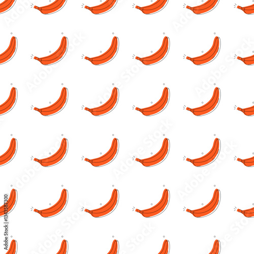 Sausage pattern. A seamless repeating design featuring cartoon-style sausages on a white background. Food-themed, playful design, barbecue, and culinary concept