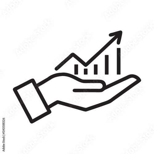 Hand Presenting a Graph Showing Growth and Success, vector illustration