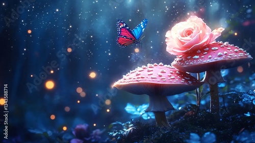Enchanted Fairy Tale Mushrooms: A Magical Fantasy Dream