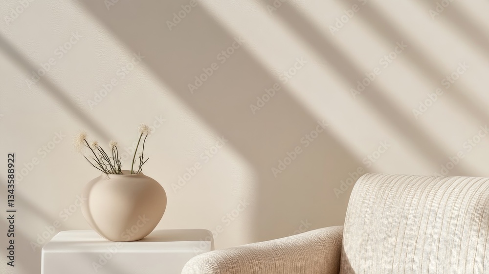 Minimalist home decor, soft light, subtle shadows