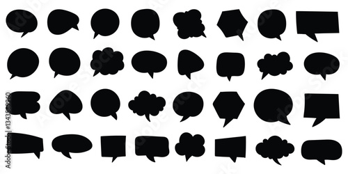 Speech bubble set. Collection of empty speech bubbles. Comic speech bubble. Retro empty comic bubble. Vector illustration