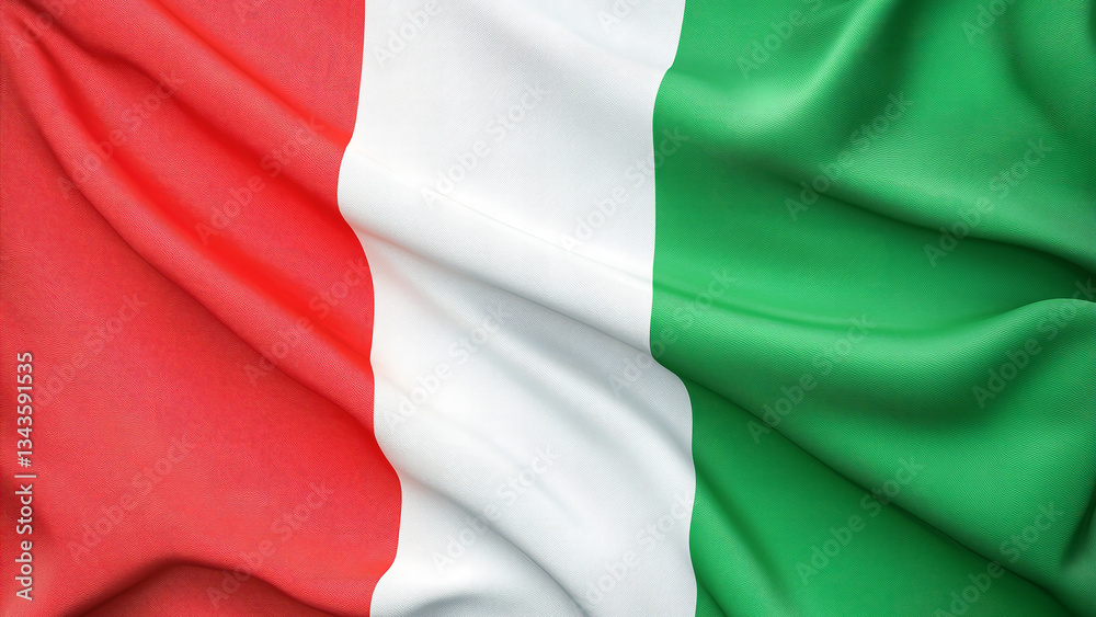 Obraz premium Italian Flag Waving with Red White and Green Stripes Representing Patriotism Culture and National Identity With Silk Fabric Texture and Celebratory Atmosphere