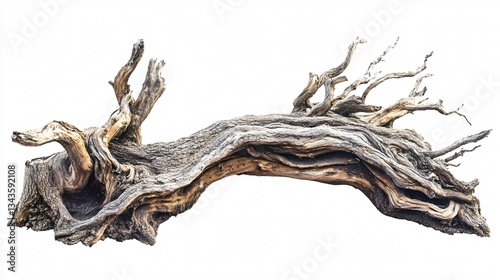 Majestic Tree Roots and Trunk on White Background
