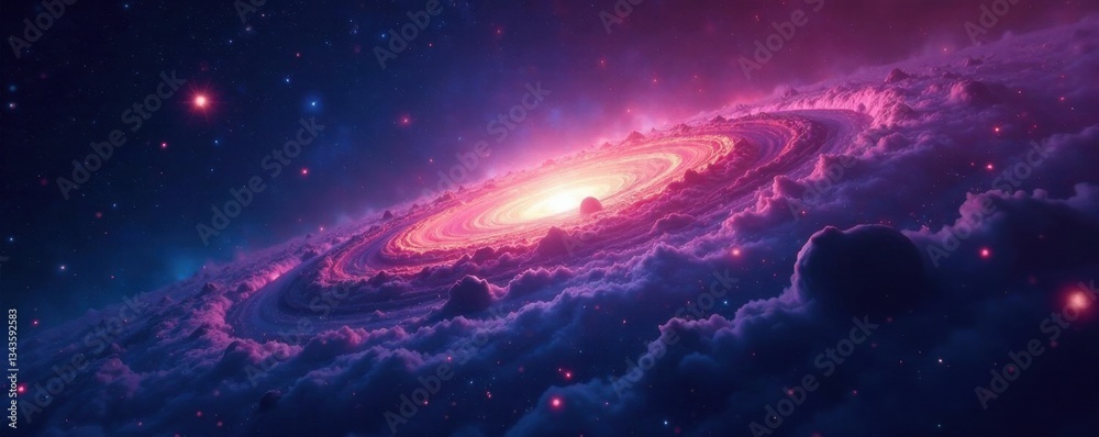 Obraz premium Cosmic expanse stretches infinitely in darkness , stars, black