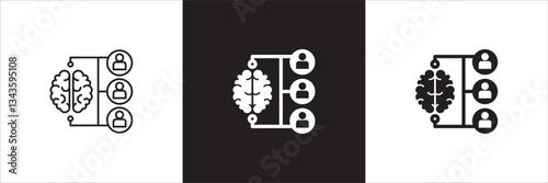 Smart business icon. Human resources development symbol. Icon symbol of intelligence, brain storming, idea, computing, technology, management, thinking, cooperation, teamwork. Vector illustration