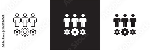 Hierarchy in company icon. Relation of people in company icons. Connection manager and employee symbol. Icon symbol compatible for leader, leadership, management, job position. Sign illustration.