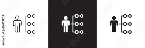 Hierarchy in company icon. Relation of people in company icons. Connection manager and employee symbol. Icon symbol compatible for leader, leadership, management, job position. Sign illustration.