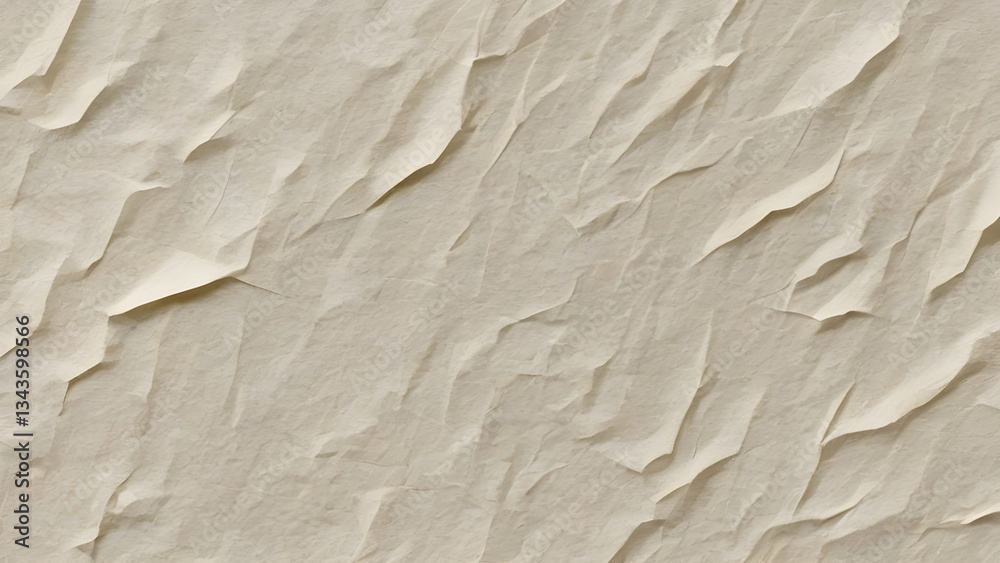 Obraz premium Beige crumpled paper creating a textured background with folds and wrinkles