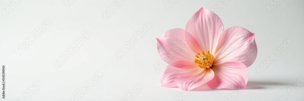 Simple yet elegant flower isolated on a plain white surface with minimal lighting, white, photography Simple yet elegant flower isolated on a plain white surface with minimal lighting, white, photography
