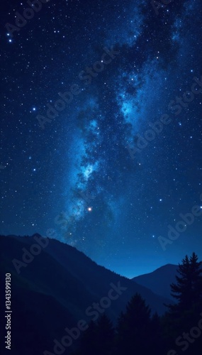 Cosmic night sky with stars and galaxy in a dark blue background , night, universe
