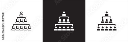 Hierarchy in company icon. Relation of people in company icons. Connection manager and employee symbol. Icon symbol compatible for leader, leadership, management, job position. Sign illustration.