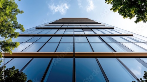 Obraz na płótnie Modern skyscraper facade with glass and metal panels w salonie