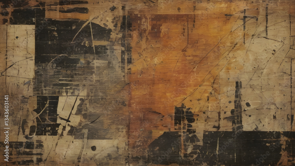 Obraz premium Grunge textured surface with scratches and remnants of paper creating abstract design