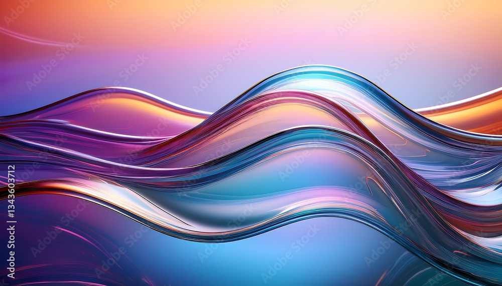 Fototapeta premium Ethereal Flow of Transparent Glass Surfaces with a Dreamy Gradient Atmosphere