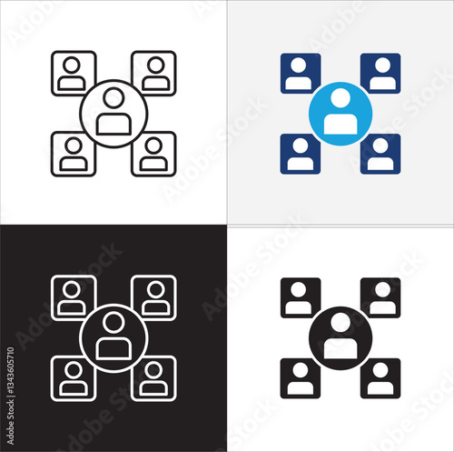 Hierarchy in company icon. Relation of people in company icons. Connection manager and employee symbol. Icon symbol compatible for leader, leadership, management, job position. Sign illustration.