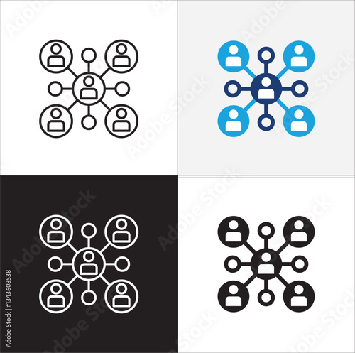 Hierarchy in company icon. Relation of people in company icons. Connection manager and employee symbol. Icon symbol compatible for leader, leadership, management, job position. Sign illustration.