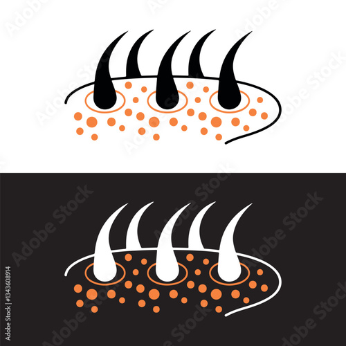 Hair follicle illustration for dermatology or hair care.