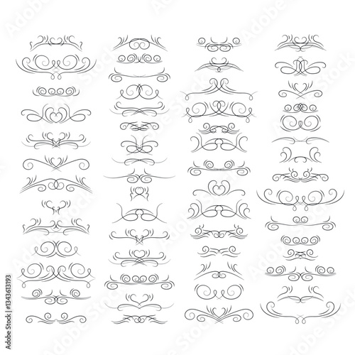 Flourish dividers line clipart editable stroke hand drawn vector images