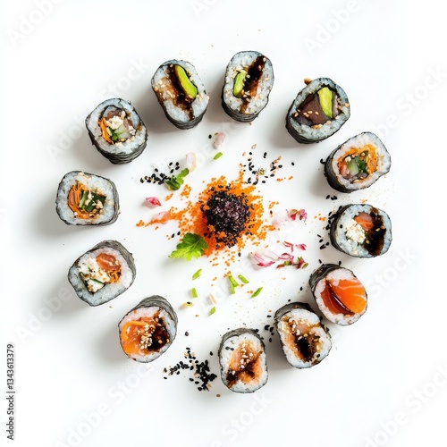 Set of sushi sashimi rolls