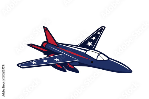 Vector art illustration of a jet fighter silhouette filled with the American flag.eps