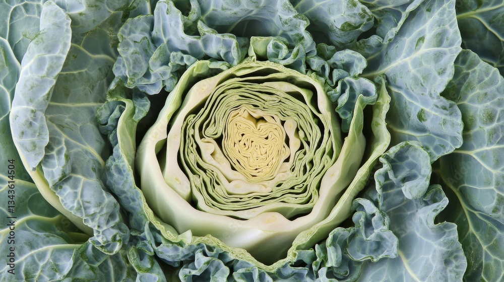 Fototapeta premium Close Up of a Vibrant Green Cabbage