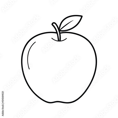Simple Line Drawing of a Red Apple Fruit Illustration
