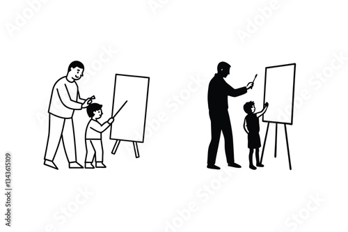 Father and Son Painting Lessons Art Education and Guidance