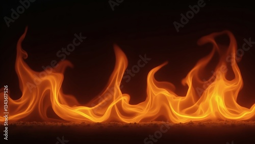 Wallpaper Mural A close-up shot of vibrant orange flames dancing against a dark background, capturing the intense heat and energy of the fire Torontodigital.ca