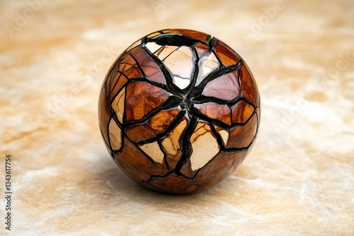 Obraz na płótnie Ornate wooden sphere, intricate design w salonie