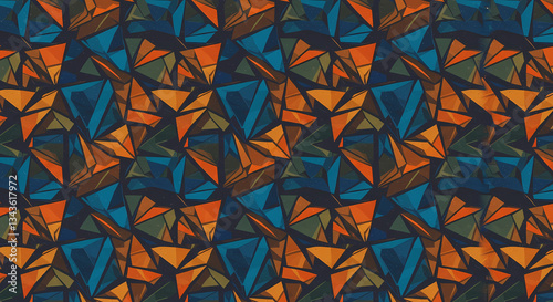  A seamless pattern of sharp triangles and hexagons.
