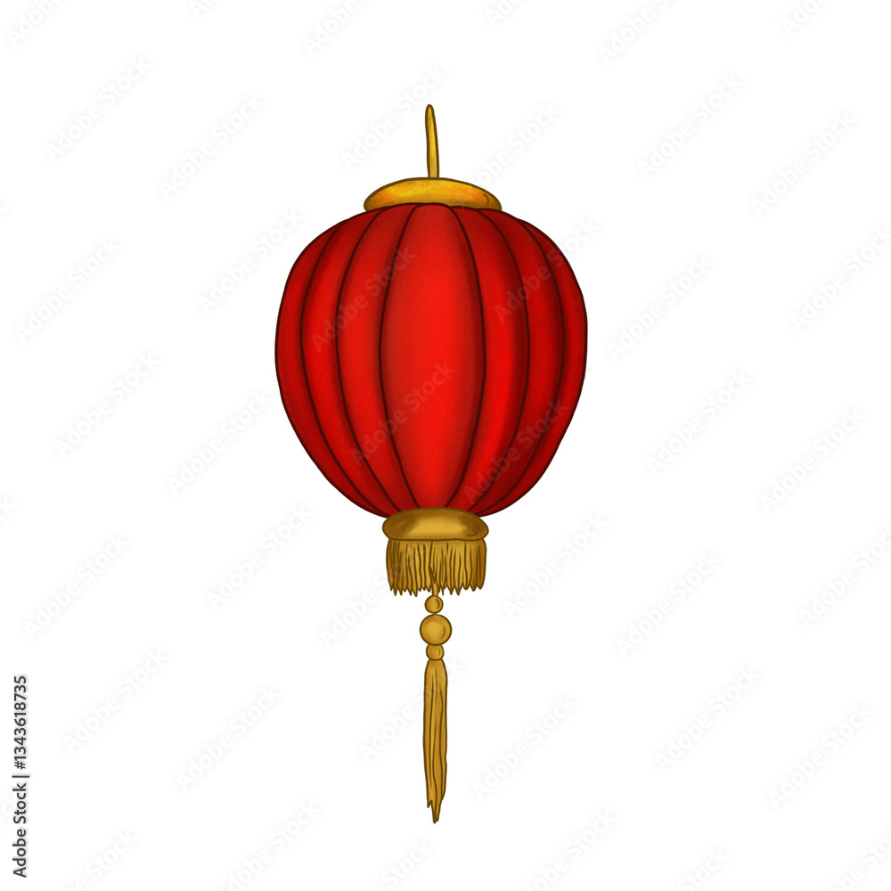 Obraz premium Elegant Red Chinese Lantern Design Festive Asian Decor Illustration
