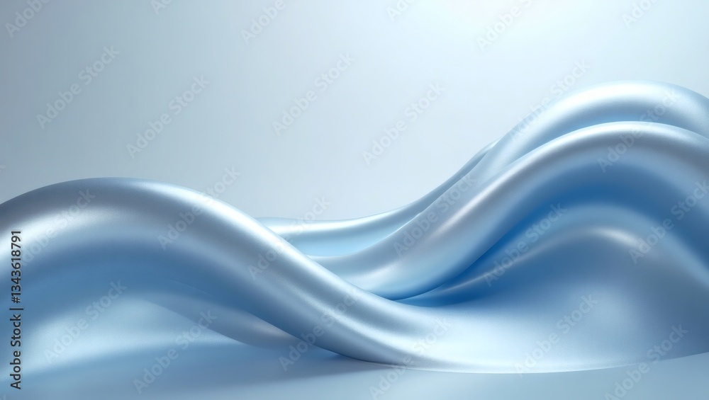 Fototapeta premium elegant blue silk cloth draped in graceful waves, creating a sense of luxury and movement