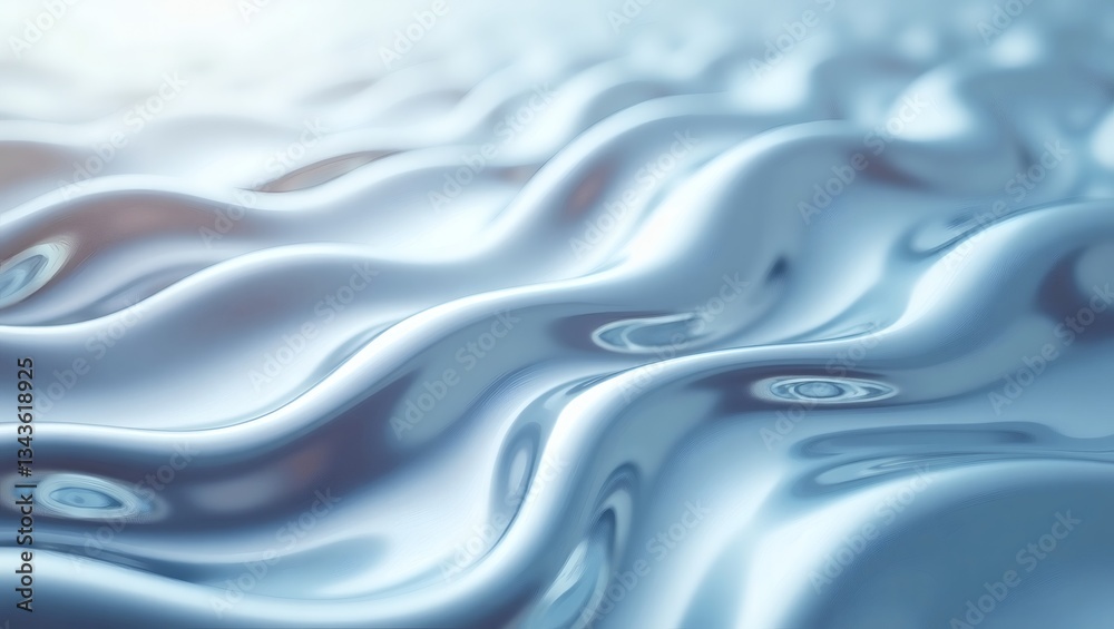 Obraz premium a close-up abstract view of flowing, rippling liquid or material, like water or molten metal. It exhibits a smooth, reflective surface with gentle curves and a subtle gradient of colors.